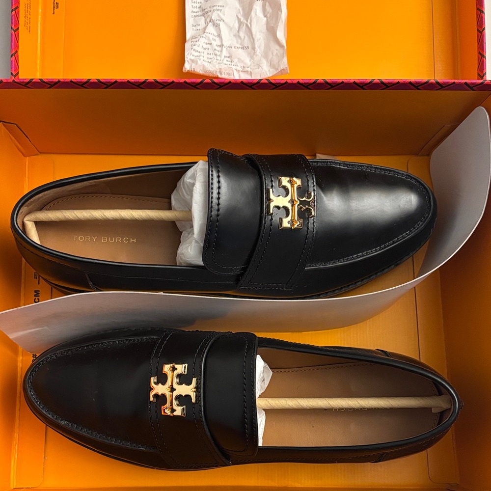 Tory Burch Black Loafers with Gold Accent